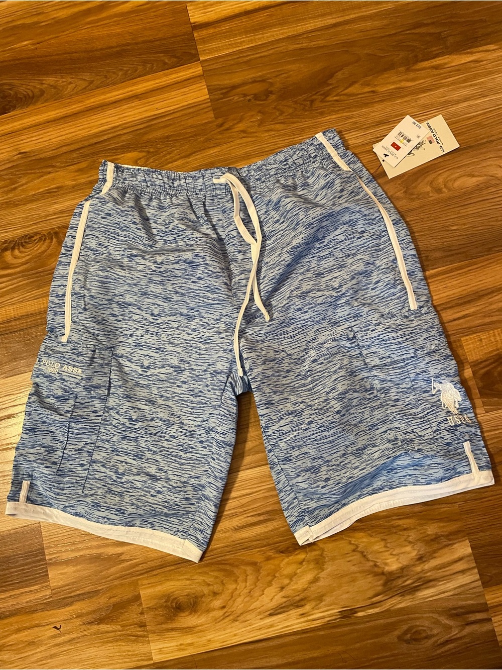 U.S. Polo Assn. Light Blue Heathered Shorts with White Trim
